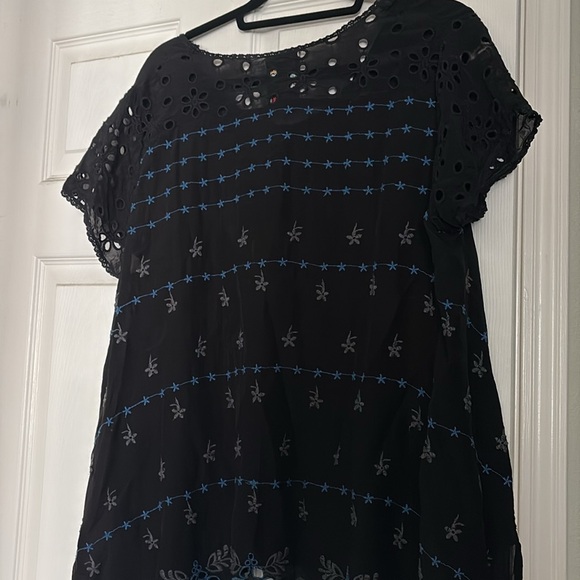 Johnny Was Black and Cream Graphic Embellished Blouse - Picture 6 of 9